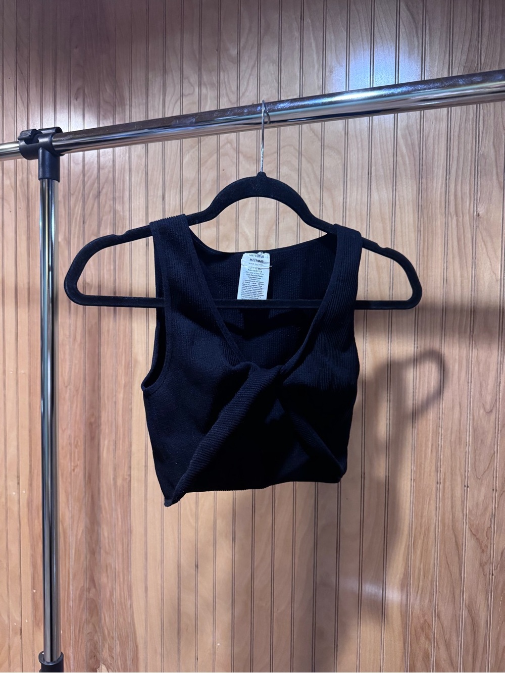 Cotton On Black Ribbed Twist-Front Crop Top
